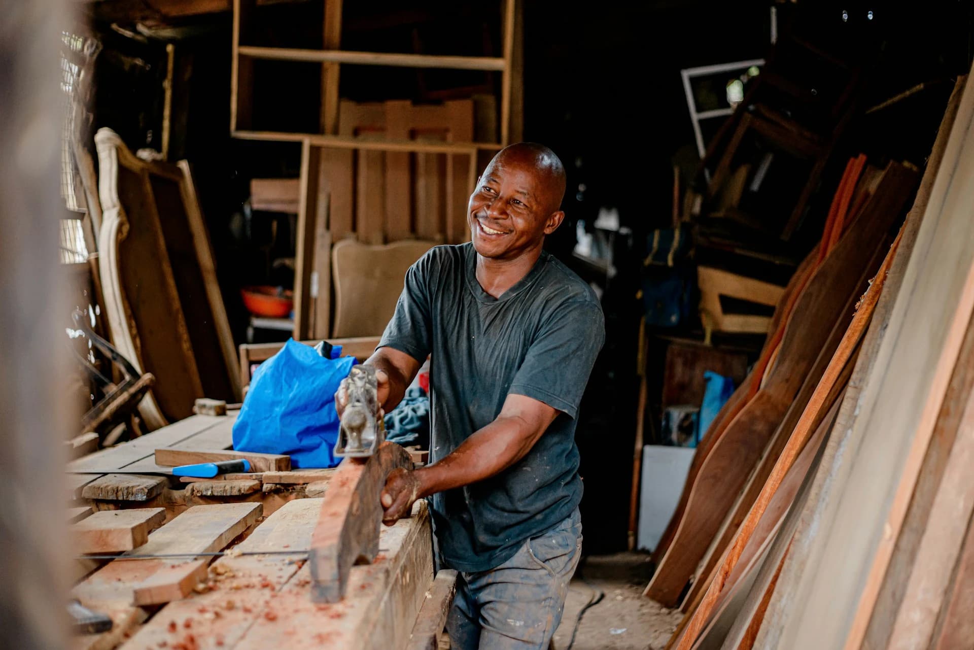 a carpenter working